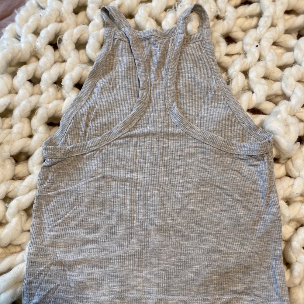 Grey Ribbed Crop Top - Picture 2 of 2